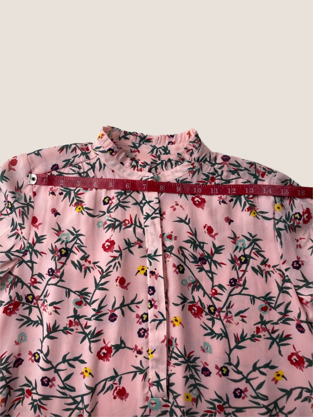 LOFT Pink Floral Ruffled Neck Shift Dress Flounce Hem XS - Picture 5 of 9